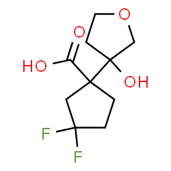 ChemSpider 2D Image | 3,3-Difluoro-1-(3-hydroxytetrahydro-3-furanyl)cyclopentanecarboxylic acid | C10H14F2O4