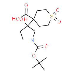 ChemSpider 2D Image | 4-(3-Hydroxy-1-{[(2-methyl-2-propanyl)oxy]carbonyl}-3-pyrrolidinyl)tetrahydro-2H-thiopyran-4-carboxylic acid 1,1-dioxide | C15H25NO7S
