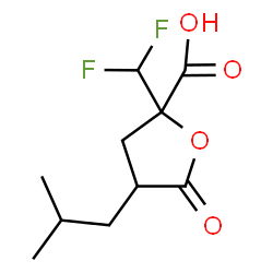 ChemSpider 2D Image | 2-(Difluoromethyl)-4-isobutyl-5-oxotetrahydro-2-furancarboxylic acid (non-preferred name) | C10H14F2O4