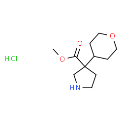 ChemSpider 2D Image | METHYL 3-(TETRAHYDRO-2H-PYRAN-4-YL)PYRROLIDINE-3-CARBOXYLATE HCL | C11H20ClNO3