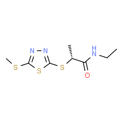 ChemSpider 2D Image | (2R)-N-Ethyl-2-{[5-(methylsulfanyl)-1,3,4-thiadiazol-2-yl]sulfanyl}propanamide | C8H13N3OS3