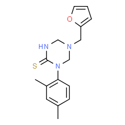 ChemSpider 2D Image | 1-(2,4-Dimethylphenyl)-5-(2-furylmethyl)-1,3,5-triazinane-2-thione | C16H19N3OS