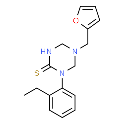ChemSpider 2D Image | 1-(2-Ethylphenyl)-5-(2-furylmethyl)-1,3,5-triazinane-2-thione | C16H19N3OS