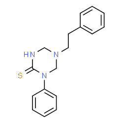 ChemSpider 2D Image | 1-Phenyl-5-(2-phenylethyl)-1,3,5-triazinane-2-thione | C17H19N3S