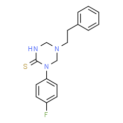 ChemSpider 2D Image | 1-(4-Fluorophenyl)-5-(2-phenylethyl)-1,3,5-triazinane-2-thione | C17H18FN3S