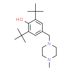 ChemSpider 2D Image | 4-[(4-Methyl-1-piperazinyl)methyl]-2,6-bis(2-methyl-2-propanyl)phenol | C20H34N2O