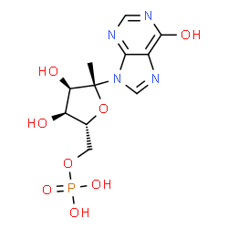 ChemSpider 2D Image | 1-Deoxy-2-(6-hydroxy-9H-purin-9-yl)-6-O-phosphono-beta-D-psicofuranosyl | C11H15N4O8P
