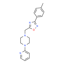 ChemSpider 2D Image | 1-Pyridin-2-yl-4-(3-p-tolyl-[1,2,4]oxadiazol-5-ylmethyl)-piperazine | C19H21N5O