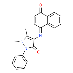 ChemSpider 2D Image | 1,5-Dimethyl-4-[(E)-(4-oxo-1(4H)-naphthalenylidene)amino]-2-phenyl-1,2-dihydro-3H-pyrazol-3-one | C21H17N3O2