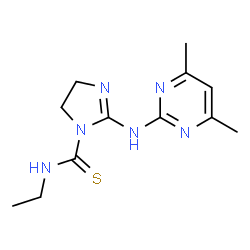 ChemSpider 2D Image | 2-[(4,6-Dimethyl-2-pyrimidinyl)amino]-N-ethyl-4,5-dihydro-1H-imidazole-1-carbothioamide | C12H18N6S