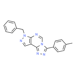 ChemSpider 2D Image | 7-Benzyl-3-(4-methylphenyl)-7H-pyrazolo[4,3-e][1,2,4]triazolo[4,3-c]pyrimidine | C20H16N6