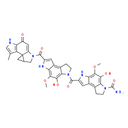 ChemSpider 2D Image | 4-hydroxy-7-({4-hydroxy-5-methoxy-7-[(3-methyl-8-oxo-1,4a,5,8-tetrahydrocyclopropa[c]pyrrolo[3,2-e]indol-6(4H)-yl)carbonyl]-1,6-dihydropyrrolo[3,2-e]indol-3(2H)-yl}carbonyl)-5-methoxy-1,6-dihydropyrrolo[3,2-e]indole-3(2H)-carboxamide | C37H33N7O8