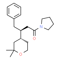 ChemSpider 2D Image | (3S)-3-[(4R)-2,2-Dimethyltetrahydro-2H-pyran-4-yl]-4-phenyl-1-(1-pyrrolidinyl)-1-butanone | C21H31NO2