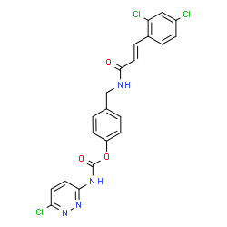 ChemSpider 2D Image | 4-({[(2E)-3-(2,4-Dichlorophenyl)-2-propenoyl]amino}methyl)phenyl (6-chloro-3-pyridazinyl)carbamate | C21H15Cl3N4O3