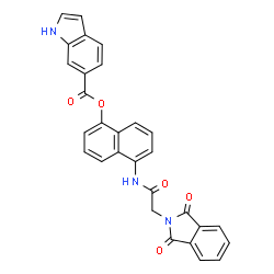 ChemSpider 2D Image | 5-{[(1,3-Dioxo-1,3-dihydro-2H-isoindol-2-yl)acetyl]amino}-1-naphthyl 1H-indole-6-carboxylate | C29H19N3O5