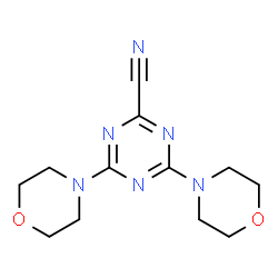 ChemSpider 2D Image | 4,6-dimorpholin-4-yl-1,3,5-triazine-2-carbonitrile | C12H16N6O2