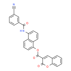 ChemSpider 2D Image | 5-[(3-Cyanobenzoyl)amino]-1-naphthyl 2-oxo-2H-chromene-3-carboxylate | C28H16N2O5