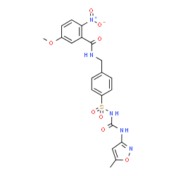 ChemSpider 2D Image | 5-Methoxy-N-(4-{[(5-methyl-1,2-oxazol-3-yl)carbamoyl]sulfamoyl}benzyl)-2-nitrobenzamide | C20H19N5O8S