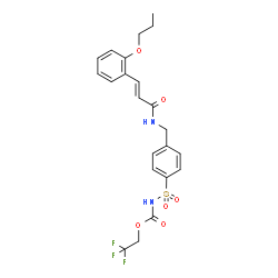 ChemSpider 2D Image | 2,2,2-Trifluoroethyl {[4-({[(2E)-3-(2-propoxyphenyl)-2-propenoyl]amino}methyl)phenyl]sulfonyl}carbamate | C22H23F3N2O6S