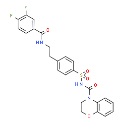 ChemSpider 2D Image | N-[(4-{2-[(3,4-Difluorobenzoyl)amino]ethyl}phenyl)sulfonyl]-2,3-dihydro-4H-1,4-benzoxazine-4-carboxamide | C24H21F2N3O5S
