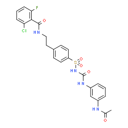 ChemSpider 2D Image | N-[2-(4-{[(3-Acetamidophenyl)carbamoyl]sulfamoyl}phenyl)ethyl]-2-chloro-6-fluorobenzamide | C24H22ClFN4O5S