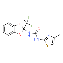 ChemSpider 2D Image | 1-(4-Methyl-1,3-thiazol-2-yl)-3-[2-(trifluoromethyl)-1,3-benzodioxol-2-yl]urea | C13H10F3N3O3S