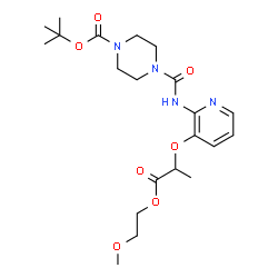 ChemSpider 2D Image | 2-Methyl-2-propanyl 4-[(3-{[1-(2-methoxyethoxy)-1-oxo-2-propanyl]oxy}-2-pyridinyl)carbamoyl]-1-piperazinecarboxylate | C21H32N4O7