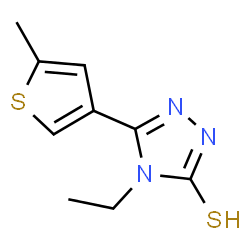 ChemSpider 2D Image | 4-ethyl-5-(5-methylthiophen-3-yl)-4H-1,2,4-triazole-3-thiol | C9H11N3S2