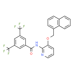 ChemSpider 2D Image | N-[3-(1-Naphthylmethoxy)-2-pyridinyl]-3,5-bis(trifluoromethyl)benzamide | C25H16F6N2O2