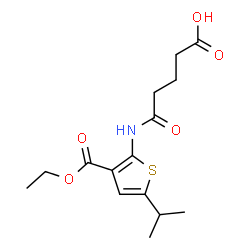 ChemSpider 2D Image | 5-{[3-(Ethoxycarbonyl)-5-isopropyl-2-thienyl]amino}-5-oxopentanoic acid | C15H21NO5S