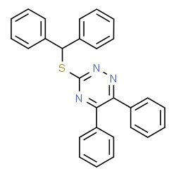 ChemSpider 2D Image | 3-[(Diphenylmethyl)sulfanyl]-5,6-diphenyl-1,2,4-triazine | C28H21N3S