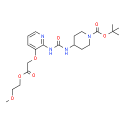 ChemSpider 2D Image | 2-Methyl-2-propanyl 4-[({3-[2-(2-methoxyethoxy)-2-oxoethoxy]-2-pyridinyl}carbamoyl)amino]-1-piperidinecarboxylate | C21H32N4O7