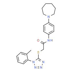 ChemSpider 2D Image | N-[4-(1-Azepanyl)phenyl]-2-{[1-(2-methylphenyl)-1H-tetrazol-5-yl]sulfanyl}acetamide | C22H26N6OS