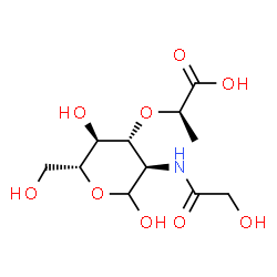 ChemSpider 2D Image | 3-O-[(1R)-1-Carboxyethyl]-2-deoxy-2-(glycoloylamino)-D-glucopyranose | C11H19NO9