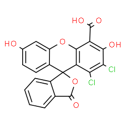 ChemSpider 2D Image | 1',2'-Dichloro-3',6'-dihydroxy-3-oxo-3H-spiro[2-benzofuran-1,9'-xanthene]-4'-carboxylic acid | C21H10Cl2O7