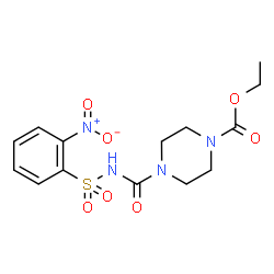ChemSpider 2D Image | Ethyl 4-{[(2-nitrophenyl)sulfonyl]carbamoyl}-1-piperazinecarboxylate | C14H18N4O7S