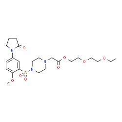 ChemSpider 2D Image | 2-(2-Ethoxyethoxy)ethyl (4-{[2-methoxy-5-(2-oxo-1-pyrrolidinyl)phenyl]sulfonyl}-1-piperazinyl)acetate | C23H35N3O8S