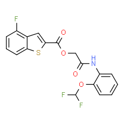ChemSpider 2D Image | 2-{[2-(Difluoromethoxy)phenyl]amino}-2-oxoethyl 4-fluoro-1-benzothiophene-2-carboxylate | C18H12F3NO4S