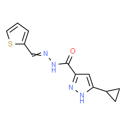 ChemSpider 2D Image | 5-Cyclopropyl-N'-(2-thienylmethylene)-1H-pyrazole-3-carbohydrazide | C12H12N4OS
