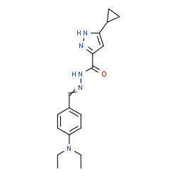 ChemSpider 2D Image | 5-Cyclopropyl-N'-[4-(diethylamino)benzylidene]-1H-pyrazole-3-carbohydrazide | C18H23N5O