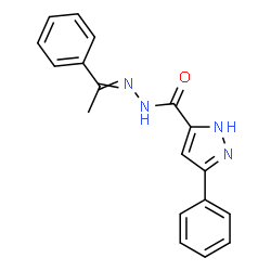 ChemSpider 2D Image | 3-Phenyl-N'-(1-phenylethylidene)-1H-pyrazole-5-carbohydrazide | C18H16N4O