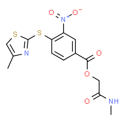 ChemSpider 2D Image | 2-(Methylamino)-2-oxoethyl 4-[(4-methyl-1,3-thiazol-2-yl)sulfanyl]-3-nitrobenzoate | C14H13N3O5S2