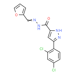 ChemSpider 2D Image | 3-(2,4-Dichlorophenyl)-N'-(2-furylmethylene)-1H-pyrazole-5-carbohydrazide | C15H10Cl2N4O2