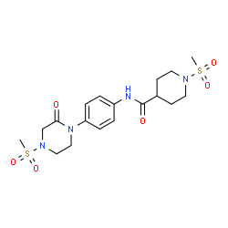 ChemSpider 2D Image | 1-(Methylsulfonyl)-N-{4-[4-(methylsulfonyl)-2-oxo-1-piperazinyl]phenyl}-4-piperidinecarboxamide | C18H26N4O6S2