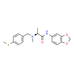 ChemSpider 2D Image | N-1,3-Benzodioxol-5-yl-N~2~-methyl-N~2~-[4-(methylsulfanyl)benzyl]-L-alaninamide | C19H22N2O3S