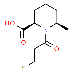 ChemSpider 2D Image | (2R,6R)-6-Methyl-1-(3-sulfanylpropanoyl)-2-piperidinecarboxylic acid | C10H17NO3S