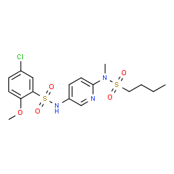 ChemSpider 2D Image | N-{6-[(Butylsulfonyl)(methyl)amino]-3-pyridinyl}-5-chloro-2-methoxybenzenesulfonamide | C17H22ClN3O5S2