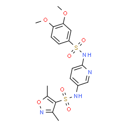 ChemSpider 2D Image | N-(6-{[(3,4-Dimethoxyphenyl)sulfonyl]amino}-3-pyridinyl)-3,5-dimethyl-1,2-oxazole-4-sulfonamide | C18H20N4O7S2