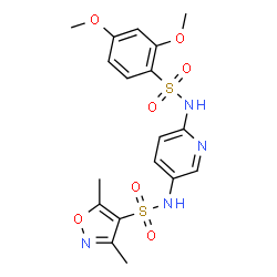 ChemSpider 2D Image | N-(6-{[(2,4-Dimethoxyphenyl)sulfonyl]amino}-3-pyridinyl)-3,5-dimethyl-1,2-oxazole-4-sulfonamide | C18H20N4O7S2