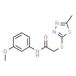 ChemSpider 2D Image | N-(3-Methoxyphenyl)-2-[(5-methyl-1,3,4-thiadiazol-2-yl)sulfanyl]acetamide | C12H13N3O2S2